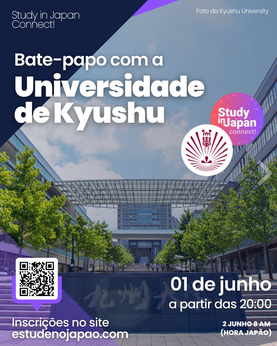 studyinjapanbr's tweet photo. A Study in Japan oferece Study in Japan - Connect! Nesse evento você poderá ter contato direto com professores e estudantes de 3 das grandes universidades do Japão. O evento será todo em português e ocorrerá dia 1 de junho a partir das 20:00. Para se inscrever, basta acessar o link a seguir: https://t.co/0S4R5uHkqL 
Saiba mais sobre as universidades participantes e sobre o evento no nosso Instagram @studyinjapanbr 

#studyinjapan #scholarshipjapan #scholarship #studyabroad #researchjapan #universityoftsukuba #kyushuuniversity #ritsumeikandaigaku