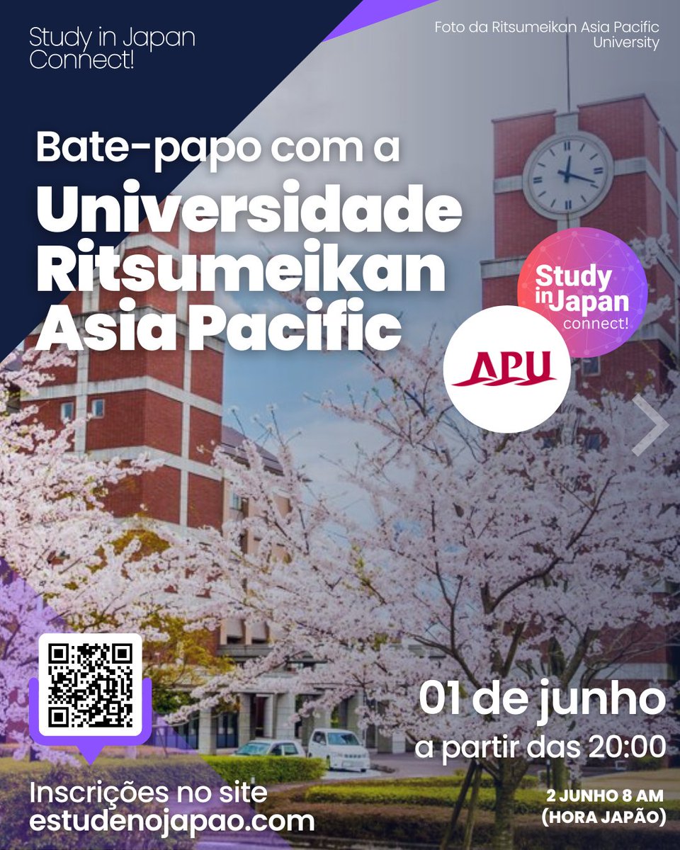 studyinjapanbr's tweet photo. A Study in Japan oferece Study in Japan - Connect! Nesse evento você poderá ter contato direto com professores e estudantes de 3 das grandes universidades do Japão. O evento será todo em português e ocorrerá dia 1 de junho a partir das 20:00. Para se inscrever, basta acessar o link a seguir: https://t.co/0S4R5uHkqL 
Saiba mais sobre as universidades participantes e sobre o evento no nosso Instagram @studyinjapanbr 

#studyinjapan #scholarshipjapan #scholarship #studyabroad #researchjapan #universityoftsukuba #kyushuuniversity #ritsumeikandaigaku