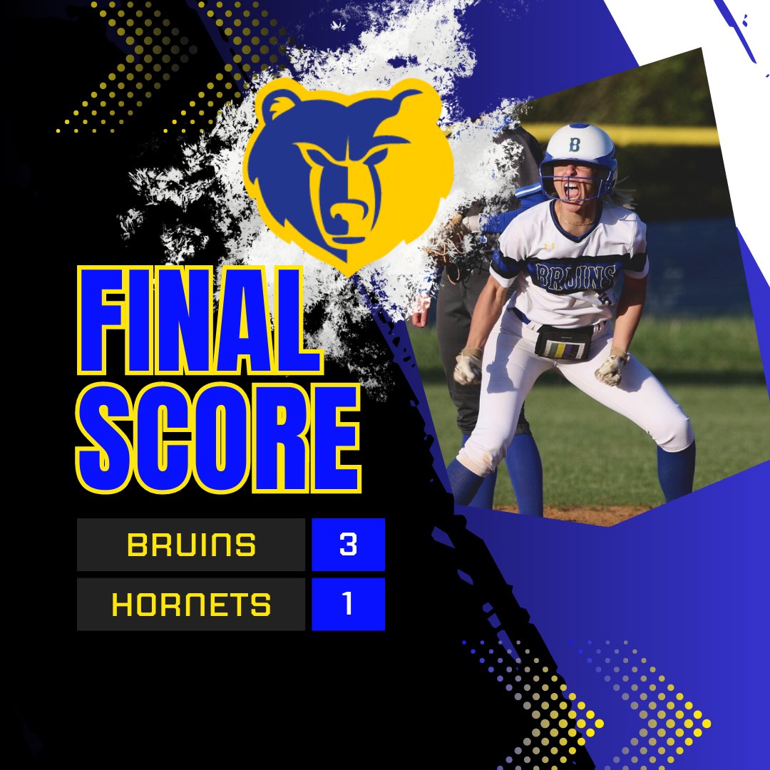 Blacksburg beats Orange County 3-1! The Bruins took on the Orange County Hornets this evening and came away victorious. Lindsey Polan homered in her first at bat and Lindsey Mann had a multi hit game. Lorelei Spradlin pitched 7 innings striking out 8 giving up 1 run.