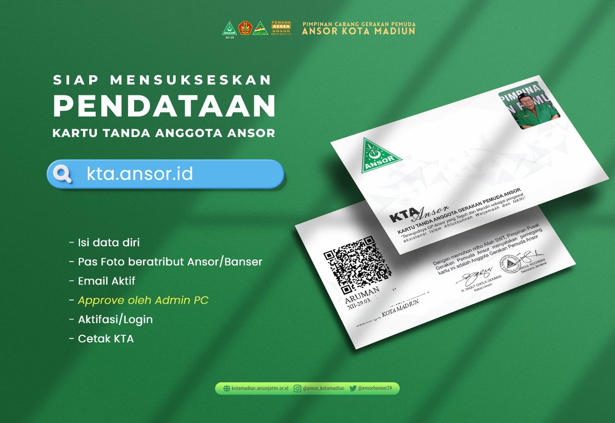 ansorbanser29's tweet photo. Siap suskseskan pendataan KTA Ansor. Sistem yang sudah disiapkan oleh PP GP Ansor, membangun database https://t.co/Wa3zOCVZSN