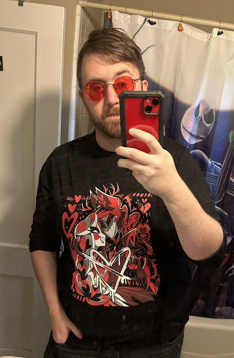 Had to pick up this awesome #Charlastor shirt from @Cess_Nea’s Redbubble site! Absolutely awesome artwork! 😊 

*ignore my hair looking like 💩*

#HazbinHotel
