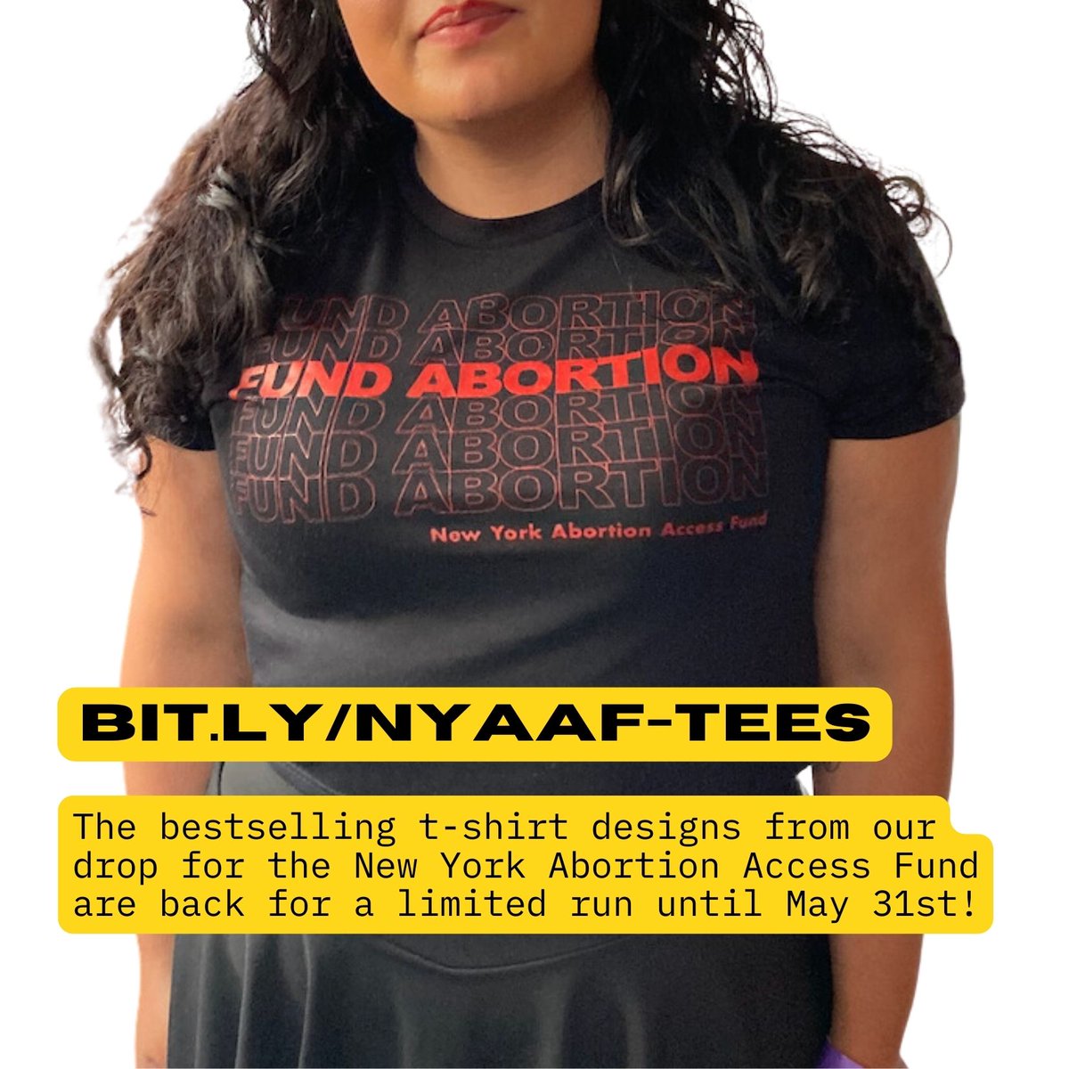 nycforabortion's tweet photo. SURPRISE! We’re doing a re-run of our best-selling t-shirts from our last drop! You have until MAY 31st to get yours!

All proceeds go directly to @nyaafund, New York State’s only abortion fund. Last month we raised over $4,000 — let’s keep it going!

https://t.co/YQvd6FGwwV https://t.co/jah0588wWi