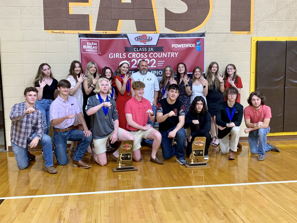 The 2A boys and girls state champion cross country teams were presented their rings this evening. We are so proud of these teams and their coach, Nathan McLellen. #CrossCountry #StateChampions #ChampionshipRings #GoldStandard￼