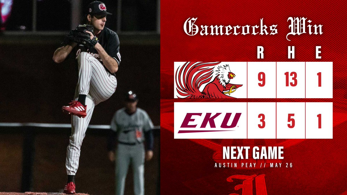 JaxStateBB's tweet photo. GAMECOCKS WIN!! Jax State books a spot in Saturday's semifinals of the 2023 @ASUNBSB Championship after winning Pool B https://t.co/Xwx0vP1sys