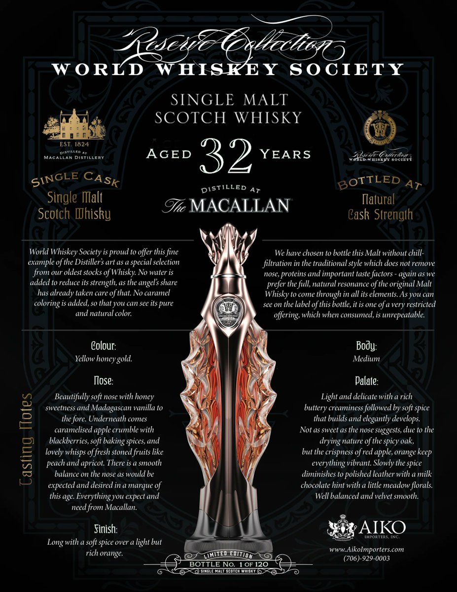 AlpineLiquors's tweet photo. Alpine Liquors has scored 2 very beautiful and very rare bottles the WWS Macallan 32 year.  That's 2 of 120 in the world.  Do your research maybe they will still be here.  Cheers! https://t.co/54dz0CjDrX