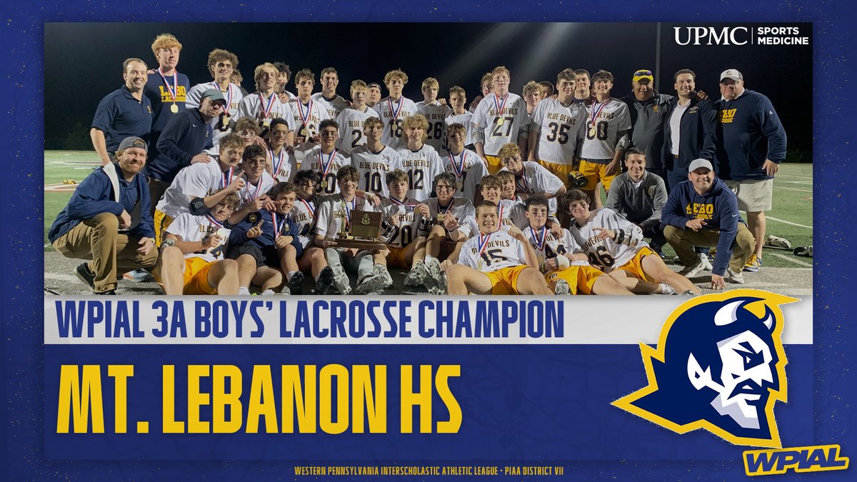 wpial7's tweet image. 𝟐𝟎𝟐𝟑 𝐖𝐏𝐈𝐀𝐋/@UPMCSportsMed 𝟑𝐀 𝐁𝐨𝐲𝐬' 𝐋𝐚𝐜𝐫𝐨𝐬𝐬𝐞 𝐂𝐡𝐚𝐦𝐩𝐢𝐨𝐧𝐬

🥇 @MtLebanonSports
🥈 @shady_side

Congrats to Mt. Lebanon on winning its fifth WPIAL title and first since 2015, and best of luck to both teams at PIAAs!

#WPIAL | 🥍🏆