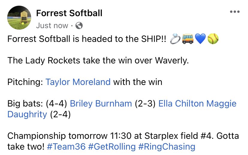 Forrest Softball (@forrest_sb) on Twitter photo 