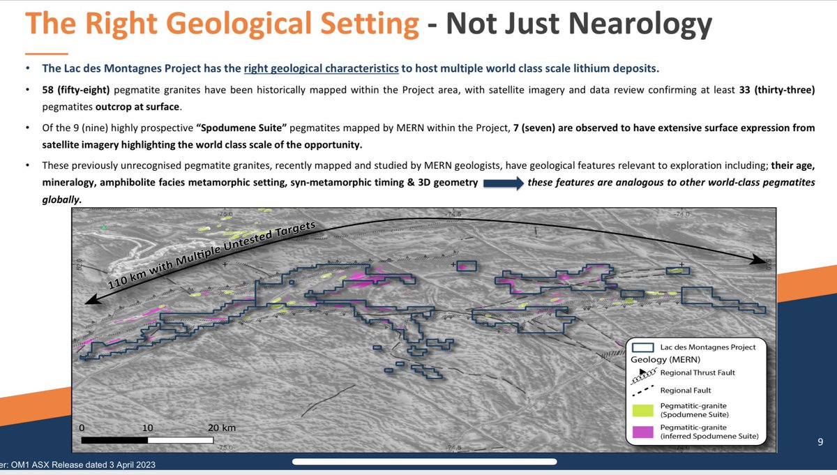 While the location is highly prospective (just look I’m at the neighbours), $OM1 isn’t just a neurology play. 58 pegmatite granites have been historically mapped within the Project area. Additionally, 9 highly prospective “Spodumene Suite” pegmatites have been mapped by MERN. 🔥