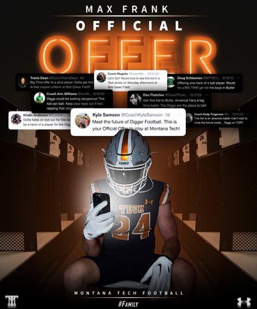 Max Frank (@max_frank5) on Twitter photo After a great talk with <a href="/MTFBCoachSchlee/">Doug Schleeman</a> I’m grateful to have received a offer from <a href="/MonTechFootball/">Montana Tech Football</a> ! Go diggers! After a great talk with <a href="/MTFBCoachSchlee/">Doug Schleeman</a> I’m grateful to have received a offer from <a href="/MonTechFootball/">Montana Tech Football</a> ! Go diggers!