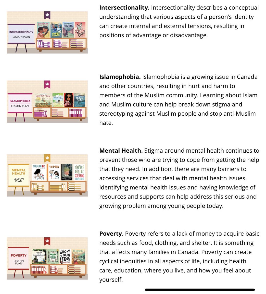 Already been previously sharing and bookmarking these themes (for use in the fall; too many projects on the wrap-up right now).
journal.canadianschoollibraries.ca/celebrating-te…

Teaching/learning re:
#ableism #intersectionality #IndigenousVoices #islamophobia #allyship #antiracism #poverty #MentalHealth