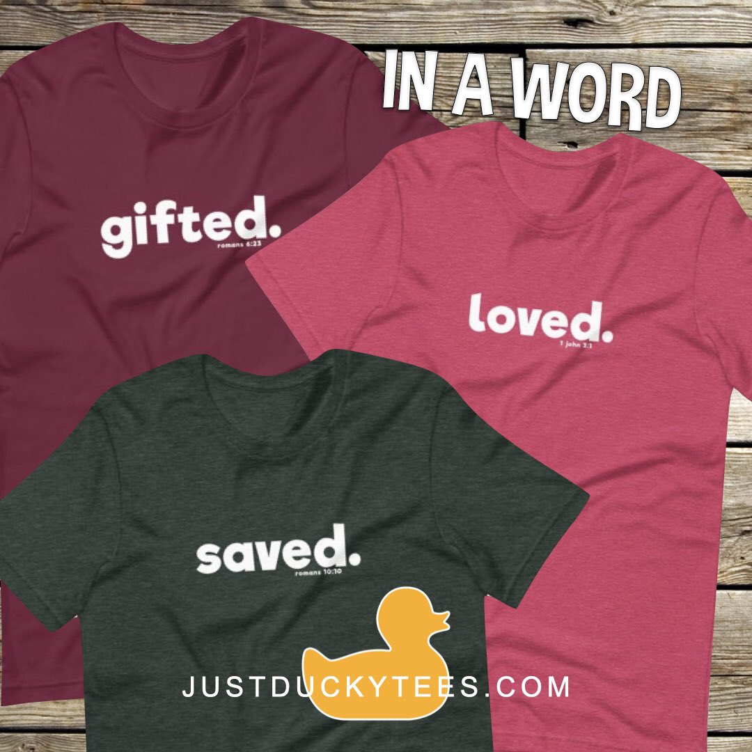 JustDuckyMedia's tweet photo. One word to start a conversation!
In A Word is our first line of original tees created to help you start a life changing conversation of faith. https://t.co/5xjgXDtG91 to learn more and shop!

#inaword #justduckytees #tees #tshirts #shirts #graphictees #faith https://t.co/Iz2dIcxyM7