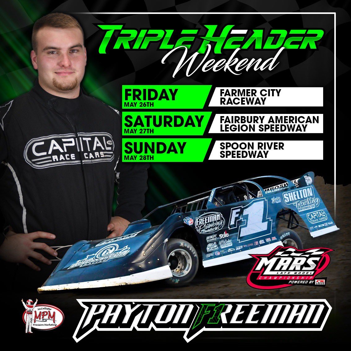 PaytonFreemanF1's tweet photo. 👀 Surprise! Payton and team are in Illinois for a Triple Header weekend with the @MARSDirtRacing 

First 🛑: Fri, 5/26 @FarmerCityRacin 
Sat, 5/27 Fairbury American Legion Speedway 
Sun, 5/28 Spoon River Speedway

Thank you @willyscarbs for getting the car on the dyno Cont…1/2 https://t.co/fJ8YtjapP7