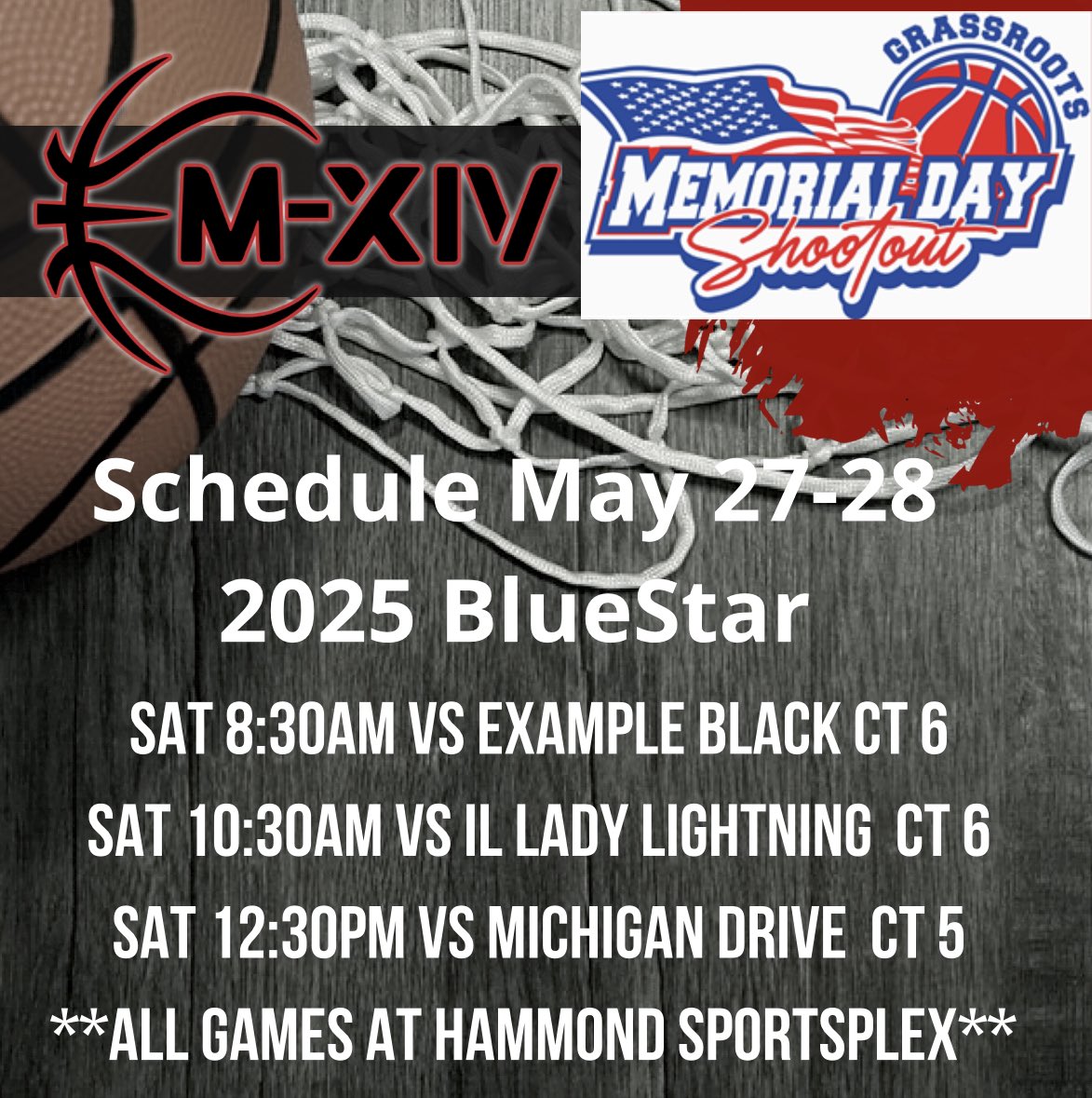 Team M-XIV Girls (@m14hoops_girls) on Twitter photo 16U BlueStar Schedule for May 27-28!
📸 Grassroots Memorial Tournament
📍Hammond, IN
<a href="/PGHByron/">Byron Xerxes Livsey</a>
<a href="/MHS_Girls_/">Midwest Hoops Spotlight</a>
<a href="/PGHIllinois/">Prep Girls Hoops Illinois</a> 16U BlueStar Schedule for May 27-28!
📸 Grassroots Memorial Tournament
📍Hammond, IN
<a href="/PGHByron/">Byron Xerxes Livsey</a>
<a href="/MHS_Girls_/">Midwest Hoops Spotlight</a>
<a href="/PGHIllinois/">Prep Girls Hoops Illinois</a>