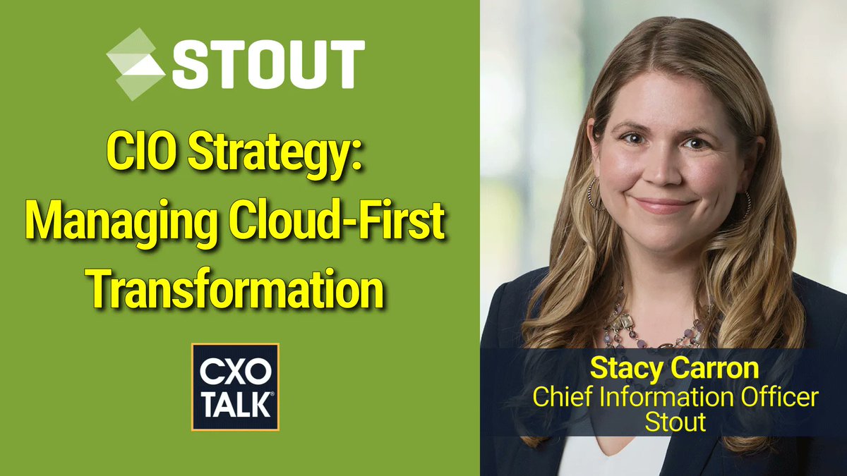 The company specializes in investment banking, valuations, dispute, and compliance. It has ~700 employees across 16+ offices. 
-- @scarron, CIO, @StoutAdvisory
cxotalk.com/episode/cio-st…

#CXOTalk @Workday
#CIO #InvestmentBanking