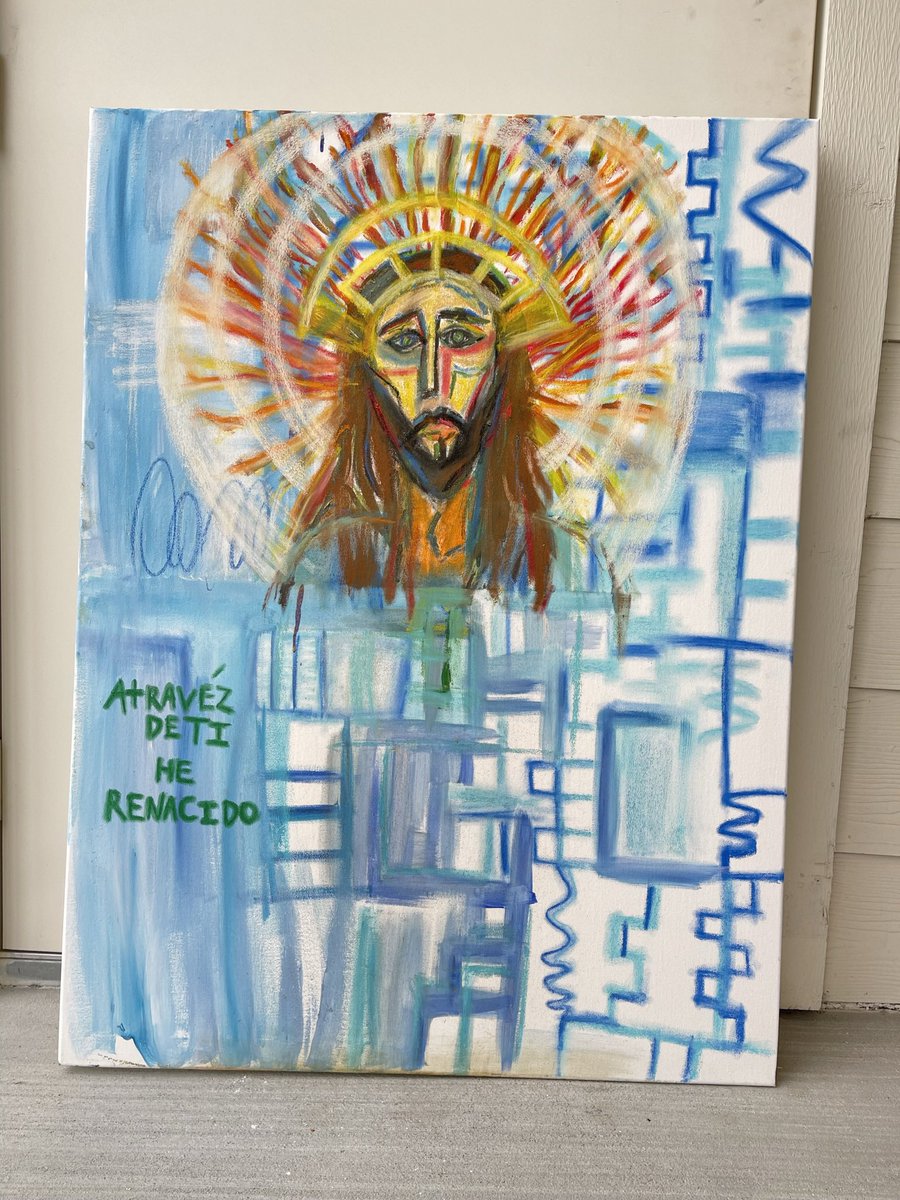 “I have been reborn through you” - This painting explores the idea that Jesus has been reborn through all of humanity (artwork by me)