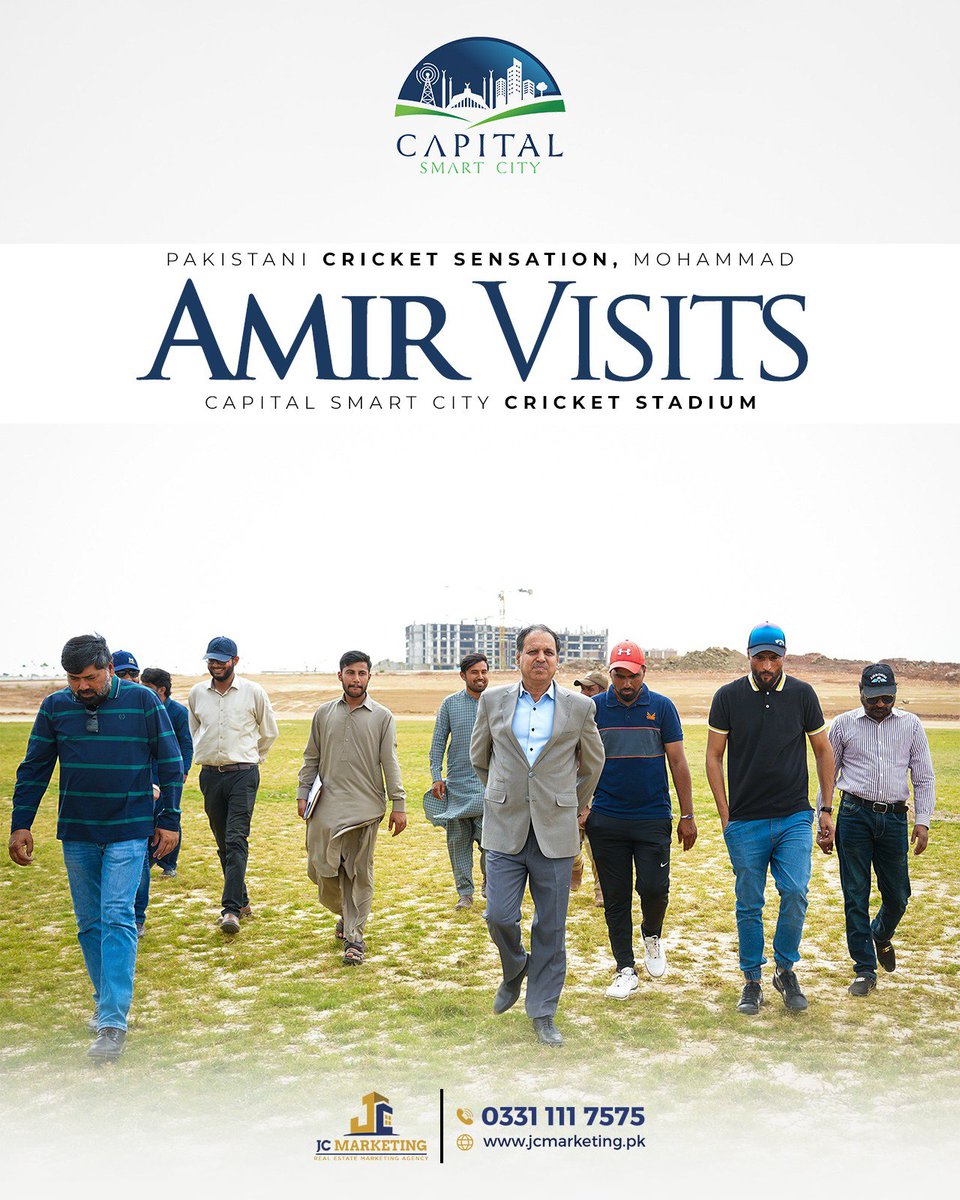 Recently, Famous Pakistani fast bowler Muhammad Amir made a visit to the Capital Smart City Cricket Ground and was left astounded by its notable development. Aamir expressed his visionary outlook for cricket ground.

#MohammadAmir #FastBowler #CapitalSmartCity #MCG #JCMarketing