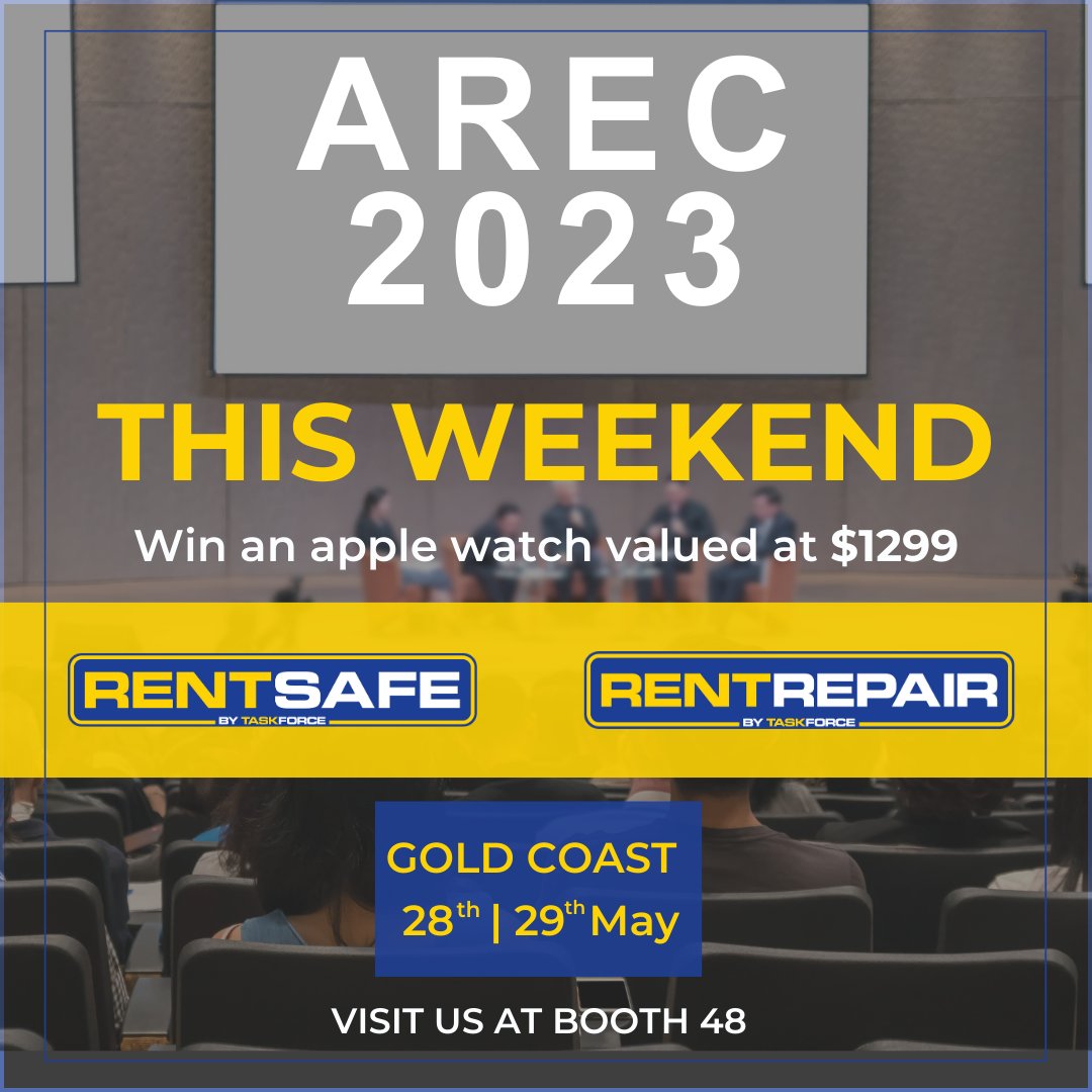 13task's tweet image. We'll be giving away a $1299 Apple Watch at AREC 2023 this weekend! Come say hi at Booth 48 and learn about our RentRepair and RentSafe solutions.

rentrepair.com.au

#AREC2023 #AREC #RentSafe #Taskforce #RentRepair #PropertyMaintenance