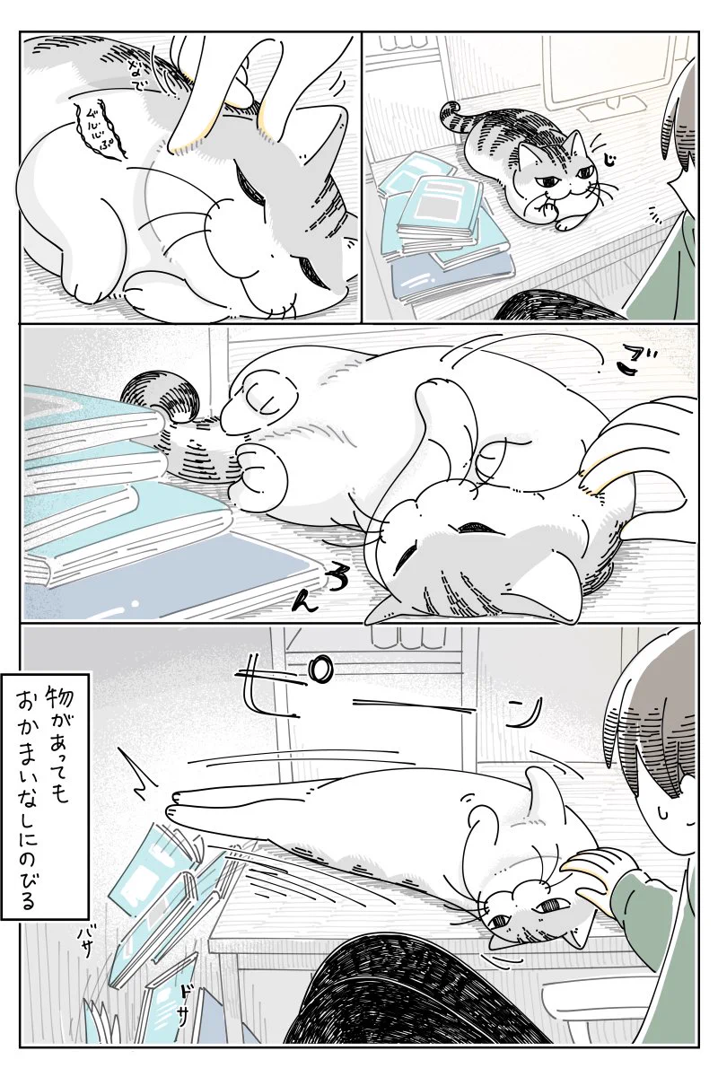 撫でられて伸びる様子が可愛すぎる･･･！とっても可愛い「猫漫画」が話題に！