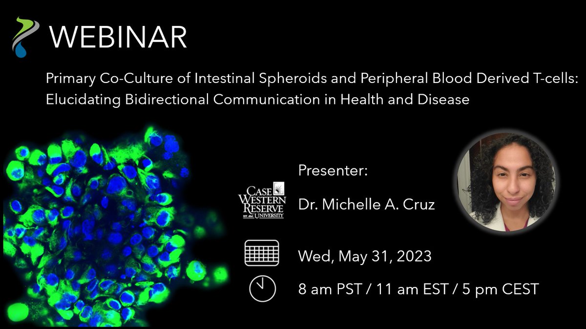 [UPCOMING WEBINAR] Primary Co-Culture of Intestinal Spheroids and Peripheral Blood-Derived T-cells: Elucidating Bidirectional Communication in Health and Disease presented by Dr. Michelle A. Cruz. Register soon! proteinfluidics.com/webinar-may-31… #3dcellculture #immunology