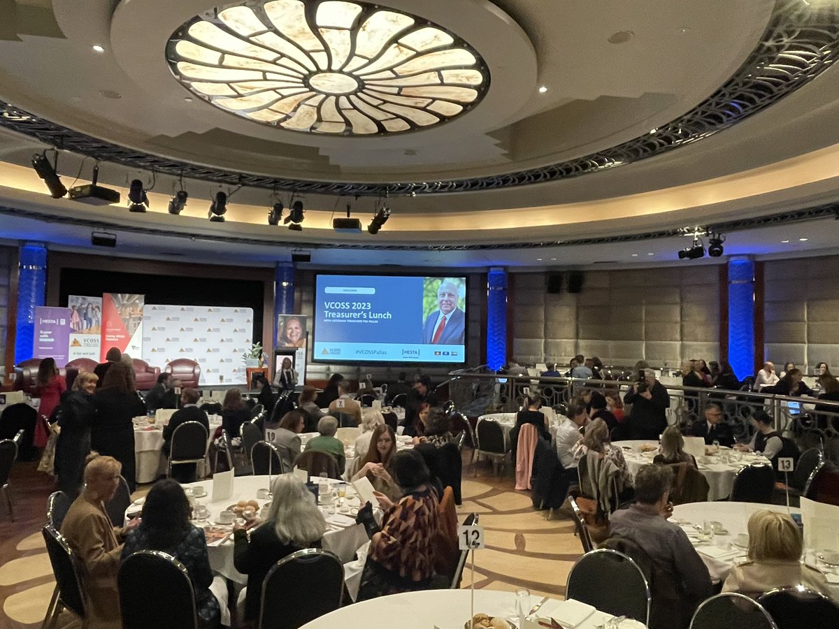 CarersVicCEO's tweet photo. Great to be at the @VCOSS  Treasurer’s budget lunch where @timpallas is speaking to the governments COVID debt repayment plan #VCOSSPallas https://t.co/DQ0fJtffFJ