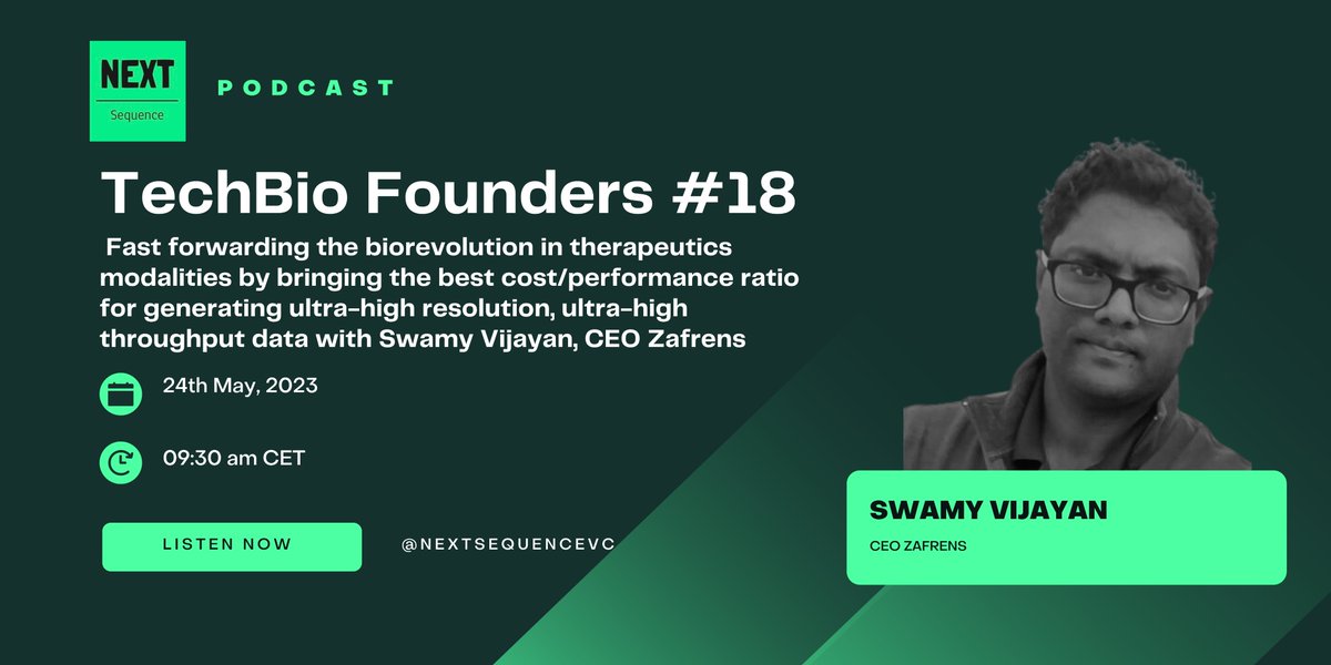 Our #TechBio #Founder #Series #Podcast #18 is out !
Used in #cancer #treatments immunotherapies has many challenges. Tune in to learn how #Zafrens is #fast #forwarding the #biorevolution in #therapeutics #modalities with #Swamy #Vijayan, CEO @Zafrensbio 
: shorturl.at/KOQ17