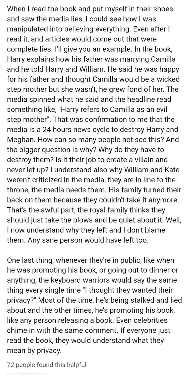 Mu_Ri_Elle's tweet photo. "I'm going to apologize to Harry and Meghan. I was one of the people who was manipulated by the media."

"what I realized was how wrong I was in joining others in hating Harry &amp; Meghan."

"When I read the book...I could see how I was manipulated into believing everything." https://t.co/McEwLRiowy