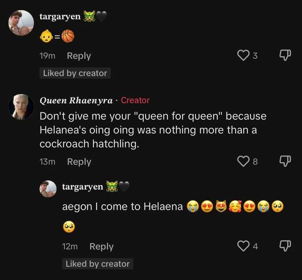 queen_vhagar's tweet photo. Team feminist be like:
"Don't come out with your "queen for queen" because Helaena's oing oing was nothing more than a baby cockroaches" 💀💀💀 https://t.co/THBySys52S