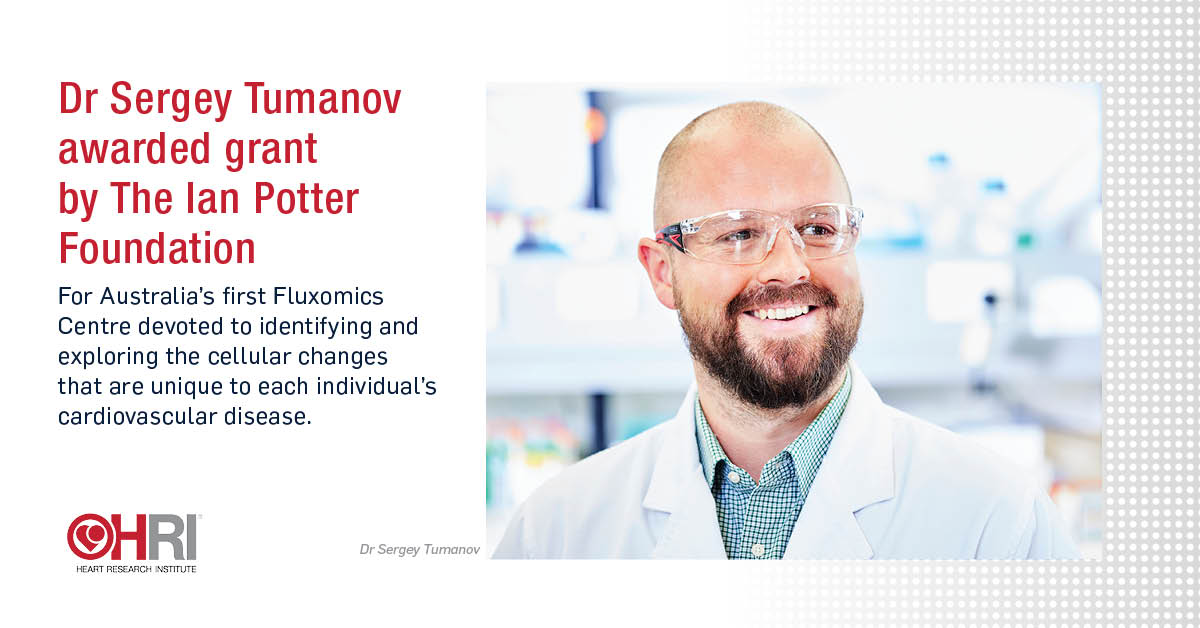 Heart Research Institute (@hriaust) on Twitter photo HRI's Dr Sergey Tumanov has been awarded a prestigious grant by The Ian Potter Foundation to help establish Australia's first Fluxomics Centre devoted to cardiovascular disease. Read more: bit.ly/45ySlP2 #cardiovasculardisease <a href="/DrSergeyTumanov/">Sergey Tumanov</a> HRI's Dr Sergey Tumanov has been awarded a prestigious grant by The Ian Potter Foundation to help establish Australia's first Fluxomics Centre devoted to cardiovascular disease. Read more: bit.ly/45ySlP2 #cardiovasculardisease <a href="/DrSergeyTumanov/">Sergey Tumanov</a>