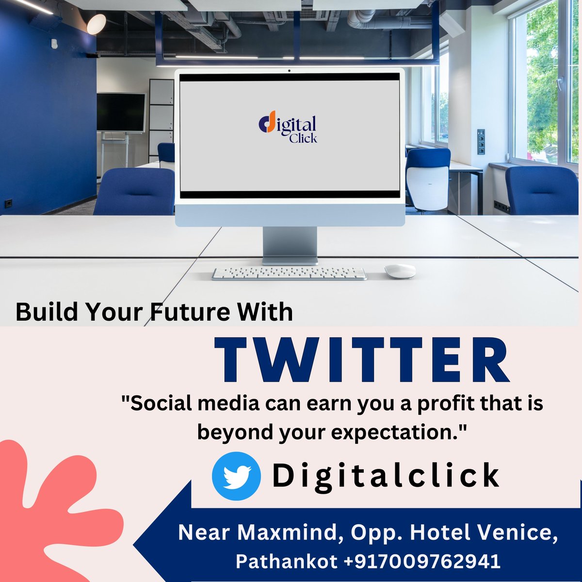 DigitalClick4u's tweet image. “Define your business with Social Media.” Promote your business through Twitter Marketing!!!
We deal in all kind of online promotional services, Contact us: Digital Click: +91 7009762941

#Digitalclick #twittermarketing #mktdigital #marketingdigital #marketing #mkt #socialmedia