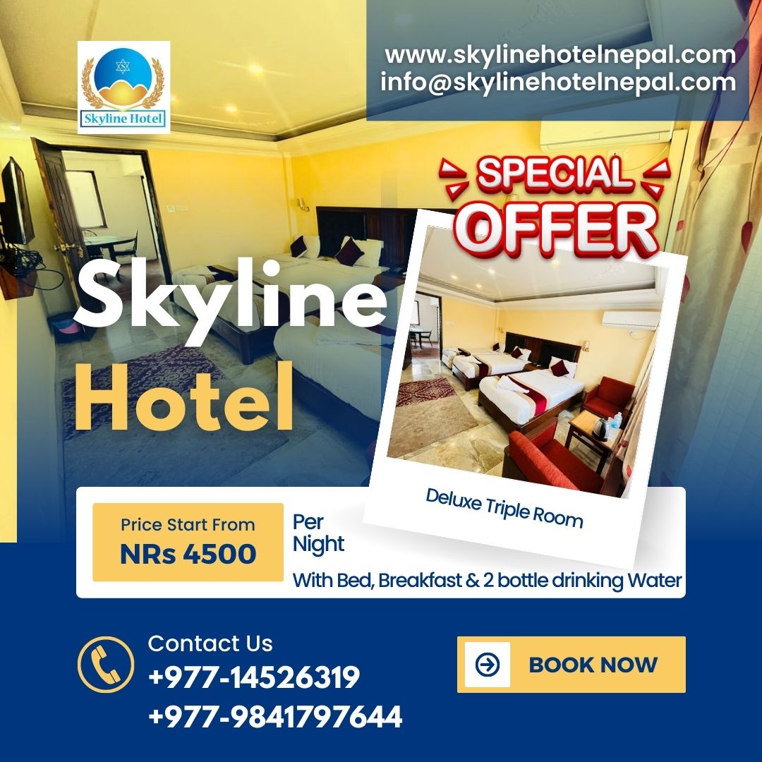 🌟 Experience Luxury at #SkylineHotelThamel! ✨
🌆 Prime location in Thamel
🌟 Impeccable service & amenities

Book now & make memories! ❤️🏨 #LuxuryGetaway #WeekendVibes #TravelGoals #fridaynightoffer #SaturdaynightOffer #luxurystay #thamelnight #explorethamel #thamelkathmandu