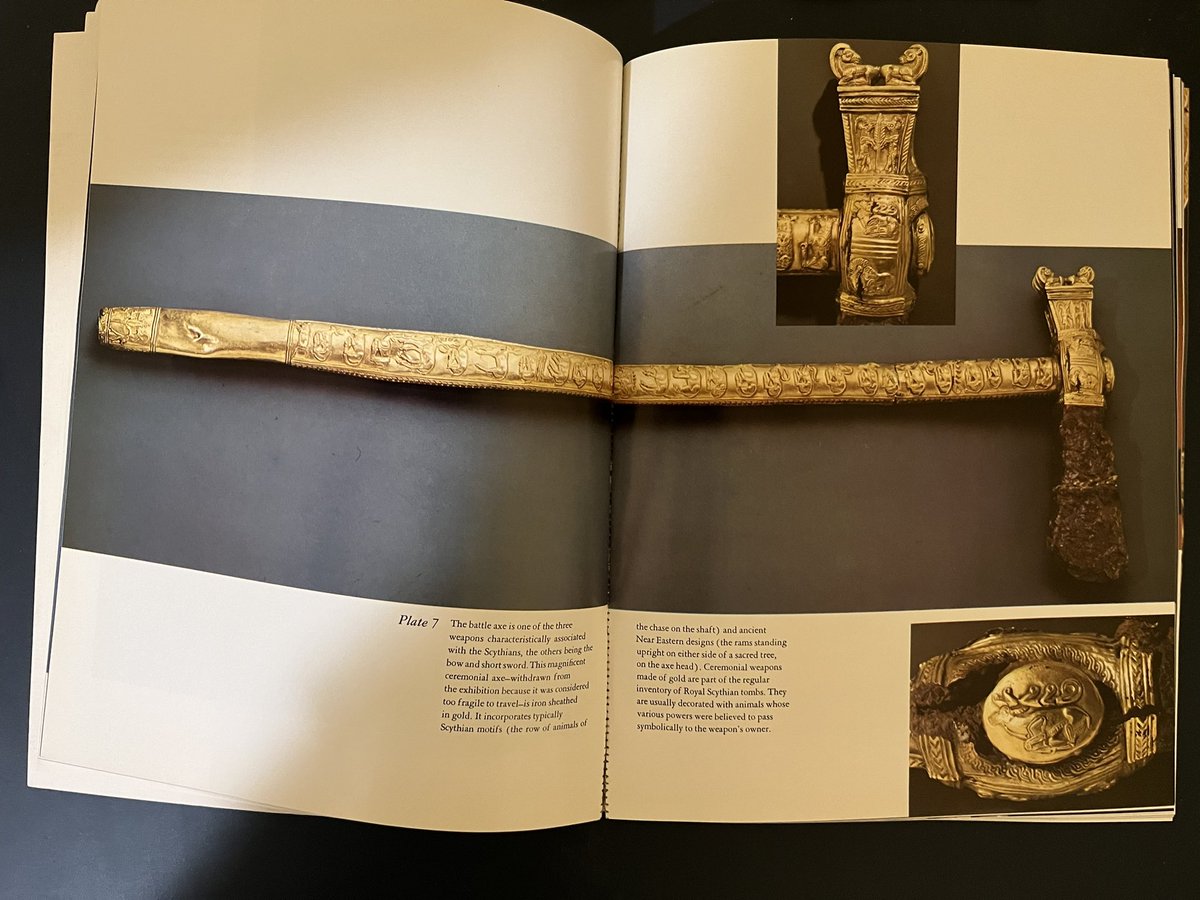 Sturgeons_Law's tweet photo. Elite used bookstore find: out of print book on Scythian artifacts that the Soviet Ministry of Culture lent to the Met for a landmark exhibit in 73. Great photos, including of the famous golden sagaris battle axe (one of those irl rpg weapons). https://t.co/uquzIyBtme