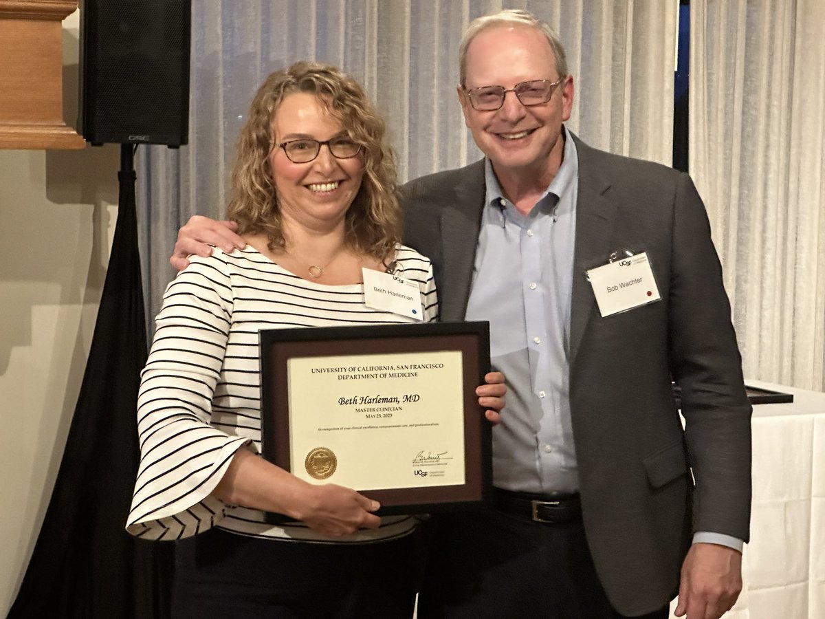 Beth Harleman, MD, clinician par excellence, receives the UCSF Department of Medicine Master Clinician Award! We are so proud of her achievement!