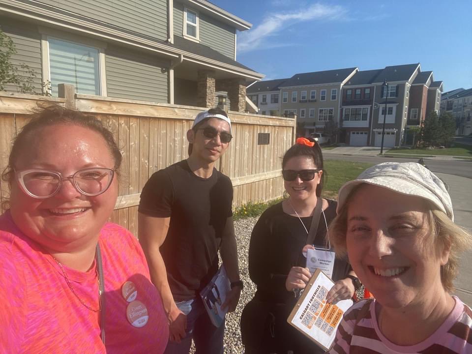 Jason Luan told me to get a life, so instead I got a clipboard, a name tag and a @CourtEllingson button. (Okay, and an orange scrunchie.)  

Looking forward to seeing #YYC-Foothills be represented by the respectful MLA we deserve. 🧡 

#abelxn #abvote #ableg #ABetterFuture