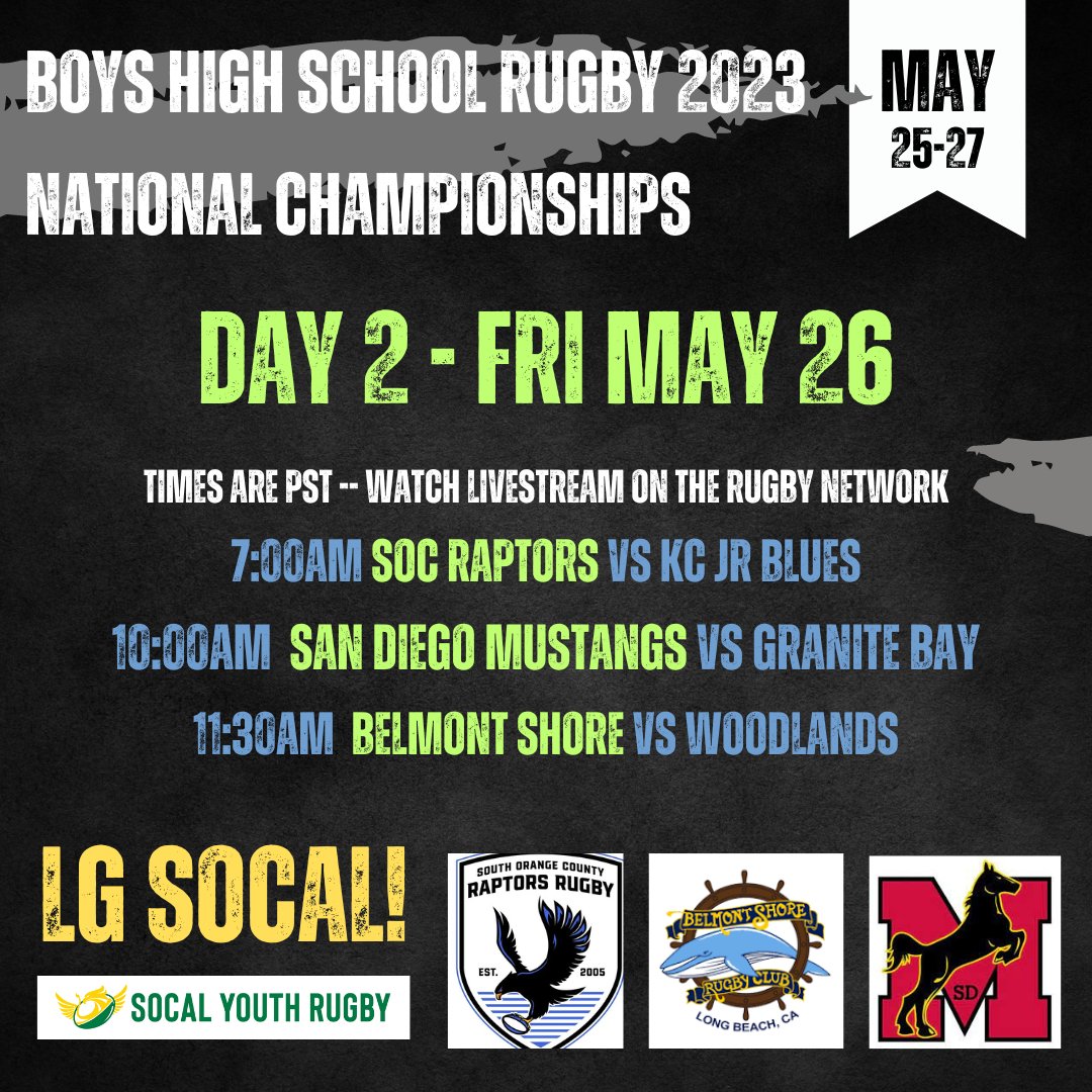Day ✌! A trio of SoCal wins in Day 1!!! #highschoolrugby #rugby #youthrugby #nationals #championship