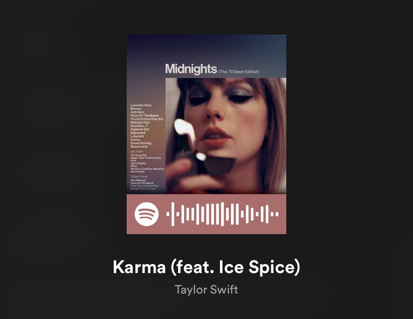 ccswiftiee's tweet image. CITA CON TU OPINION DE Karma (feat. Ice Spice)