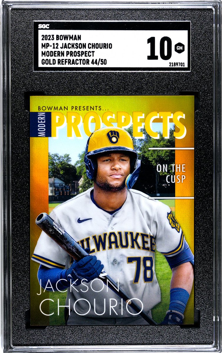 CardGeneral's tweet image. Woof...talk about a swing and a miss on the Adley. I must have missed something on that one. The good news is the Chourio Gold gemmed! @CardPurchaser #thehobby #collect @sgcgrading