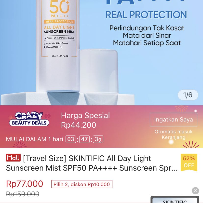 Skintific Sunscreen Mist Crazy Sale 

>> shope.ee/3VFC2Amfrc