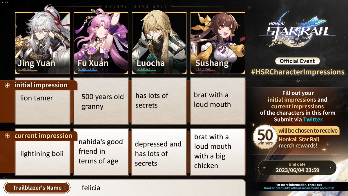 simplybor3d's tweet photo. check check check it out #HSRCharacterImpressions @honkaistarrail https://t.co/s0Z5iummVy