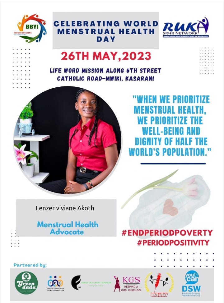 Lenzer Akoth will be Celebrating World Menstrual Day at Kasarani SubcountyToday,Will You Be There!!!
#MHDay2023 #WeAreCommitted  #sodo4education
@GreenDada1
@GirlKeeping
@hesedafrica
@DSWKenya
@Lifetimeseed
@SDY_Ke @rukanetwork
@bbyinitiative
@KGS_Period
#usikuemshy