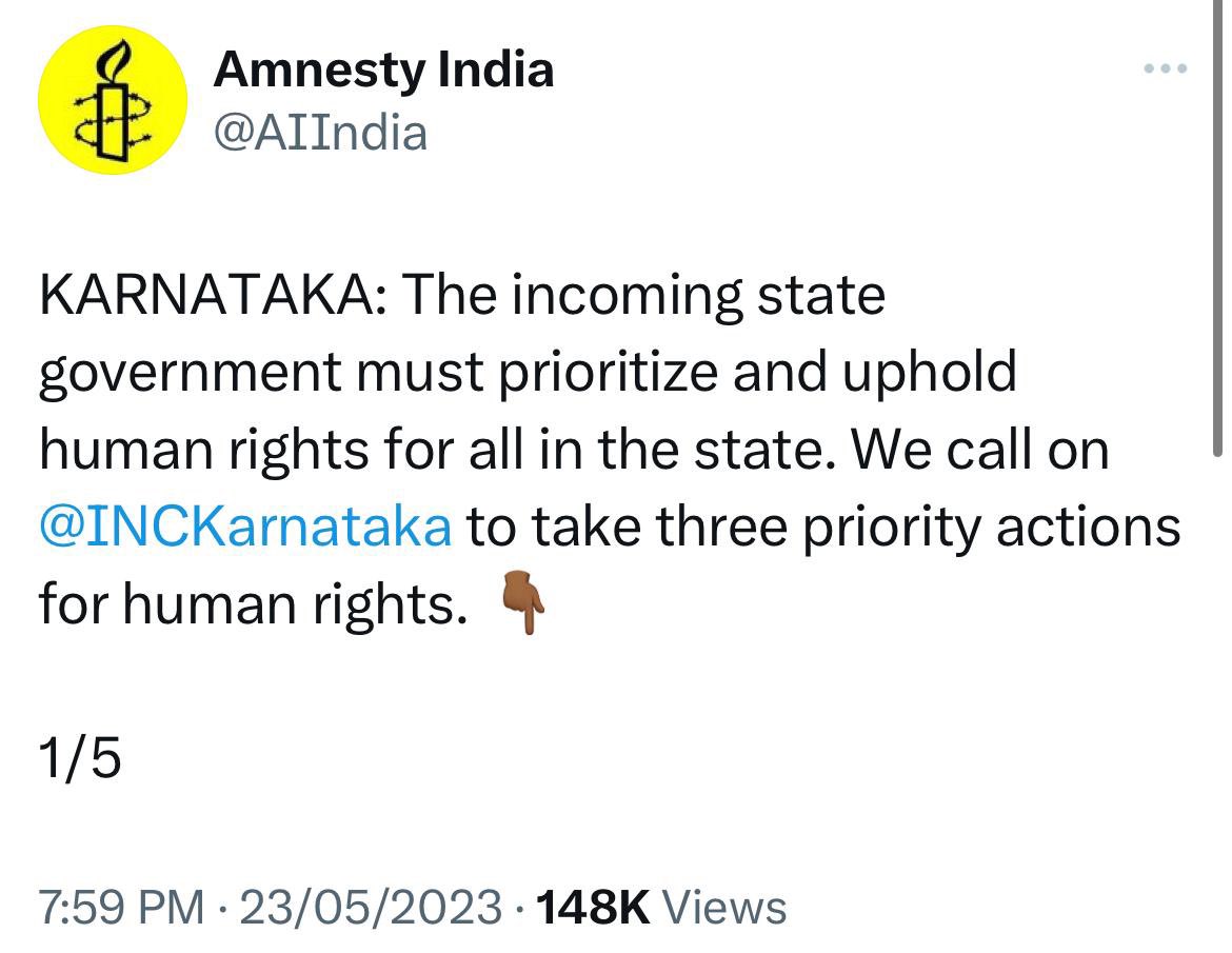 StringReveals's tweet photo. Amnesty officially demands @INCKarnataka to:

1. Remove Hijab ban
2. Legalize Cow slaughter
3. Enact revenge on Hindus who boycott Muslim shops.

It means - 
1. Curb women's rights, 
2. Promote animal cruelty
3. Demand payback on common Hindu citizens.

Bringing to your notice‼️
@RSSorg @BajrangDalOrg @VHPDigital @PMOIndia @NIA_India @dir_ed @AmitShah @AmitShahOffice