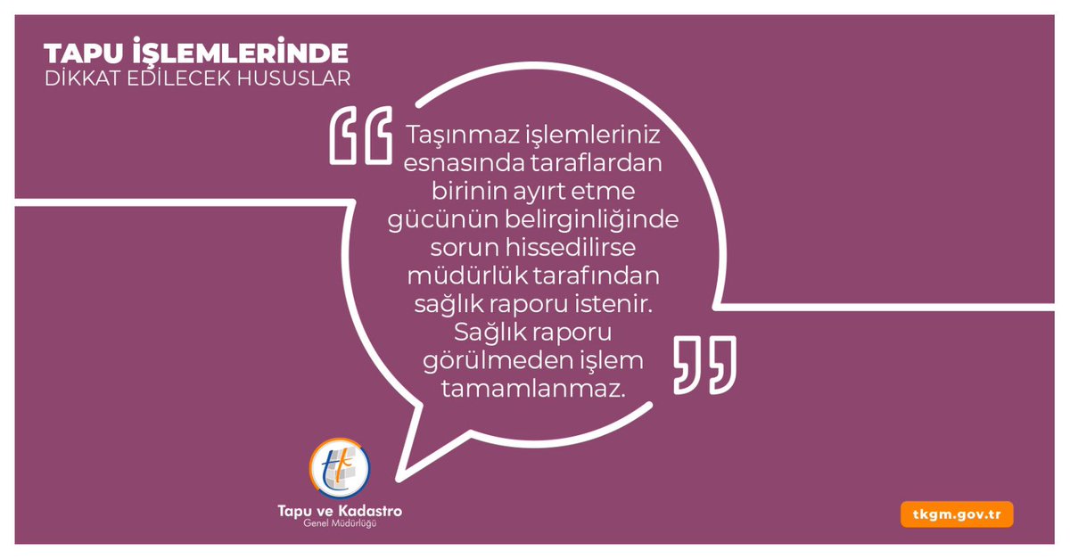 #tkgm #tapu #kadastro #tapuişlemi #dikkat #husus #taşınmaz #sağlıkraporu #işlem