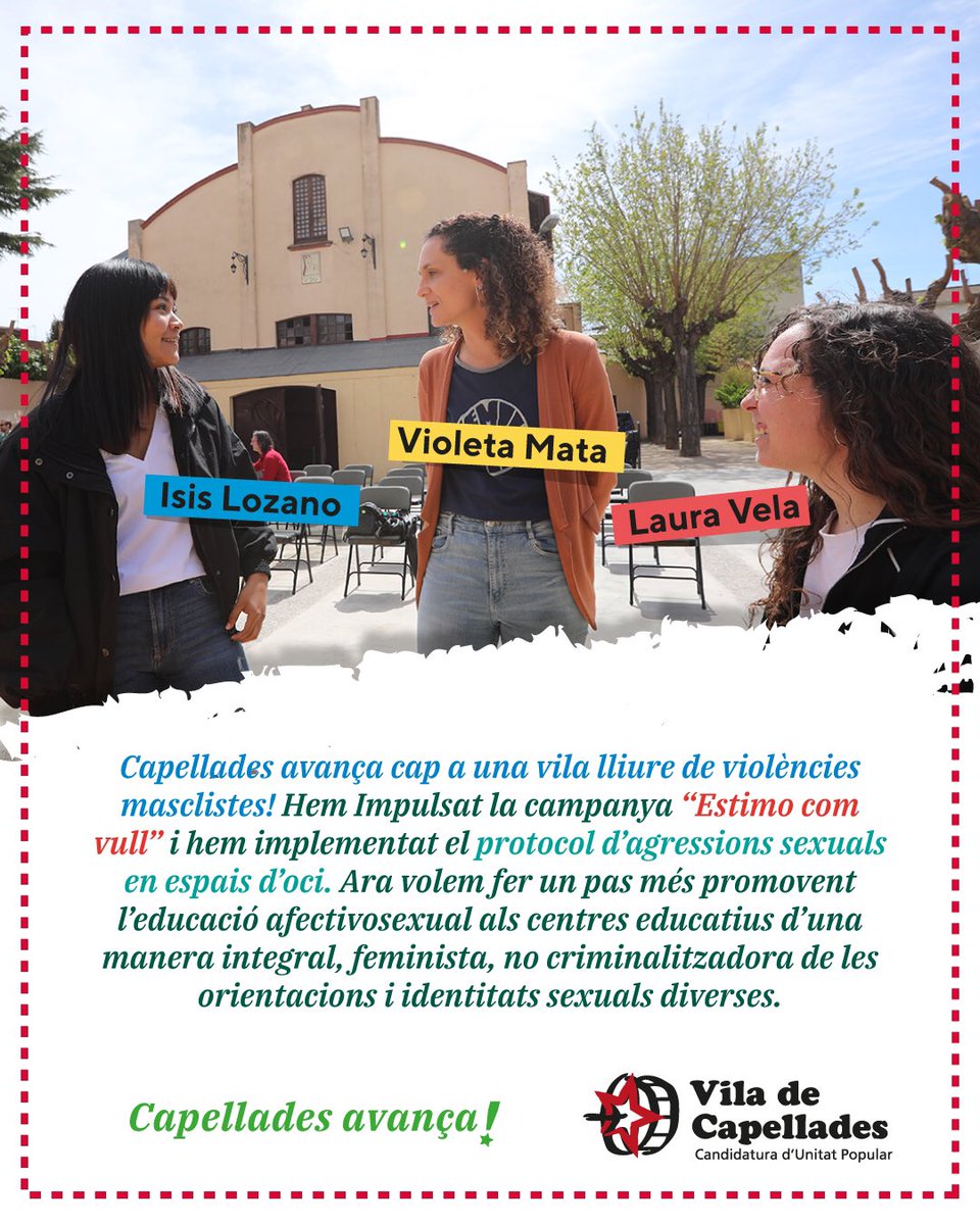 VdCCUP's tweet photo. Seguirem impulsant polítiques feministes al municipi!
#CapelladesAvança #Gentquelluiti #VotaCUP https://t.co/q6mYDYUshm