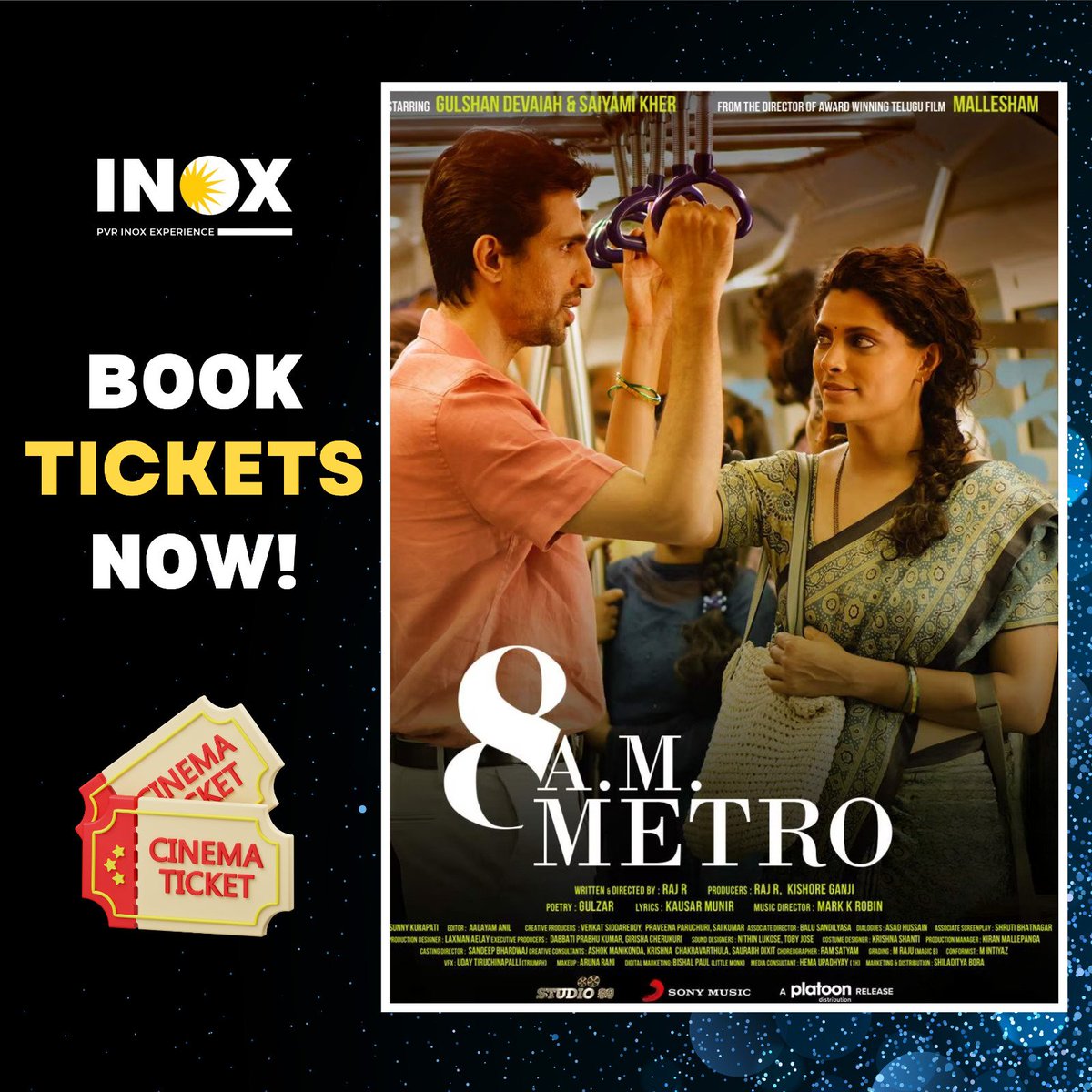 INOXMovies's tweet image. Embrace the Magic of Friendship at INOX Theatre - Unveiling the Captivating Tale of Two Strangers on the 8 AM Metro 🚇❤️

Book Tickets Now 🎟️
Link in bio.
@SaiyamiKher @gulshandevaiah

#8AMMetro #INOX #LiveTheMovie