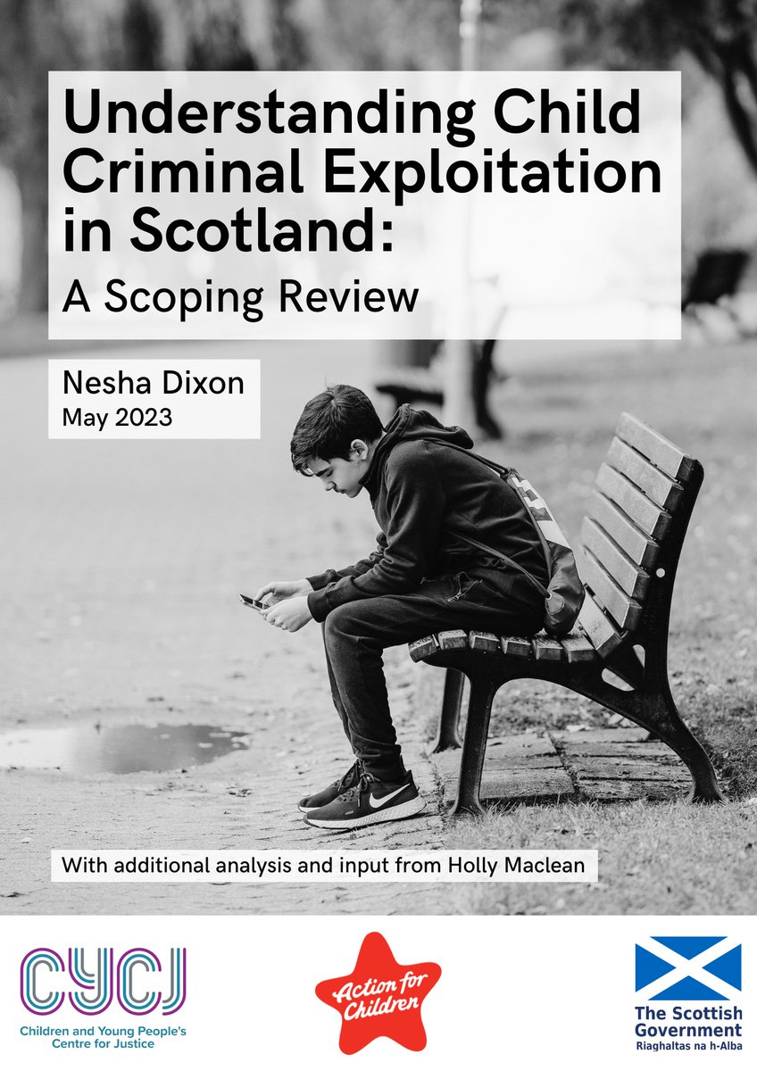 1) We're delighted to share @NeshaDixon's 'Understanding CCE in Scotland: A Scoping Review'. Child Criminal Exploitation would appear to be on the rise in Scotland, but there are significant variations in the way that it is understood and responded to. tinyurl.com/2p977pzw