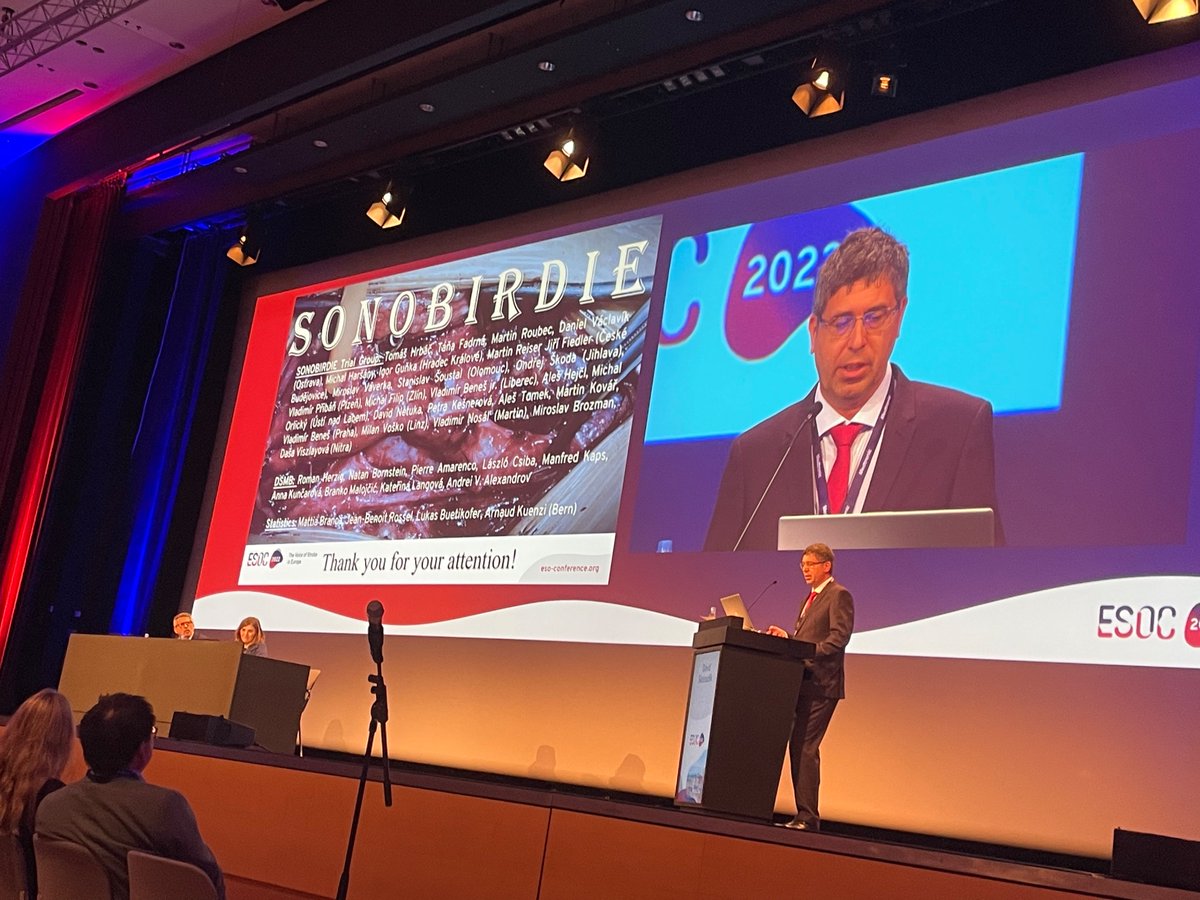 Ashkan Shoamanesh (@ash_shoamanesh) on Twitter photo #ESOC2023 Sonolysis re-emerges from the ashes with the SONOBRIDE trial meeting its primary outcome of reducing recurrent stroke in the perioperative phase of carotid revascularization. #neurotwitter <a href="/ArKatsanos/">Aristeidis Katsanos</a> <a href="/DSahlas/">Demetrios Sahlas</a> #ESOC2023 Sonolysis re-emerges from the ashes with the SONOBRIDE trial meeting its primary outcome of reducing recurrent stroke in the perioperative phase of carotid revascularization. #neurotwitter <a href="/ArKatsanos/">Aristeidis Katsanos</a> <a href="/DSahlas/">Demetrios Sahlas</a>