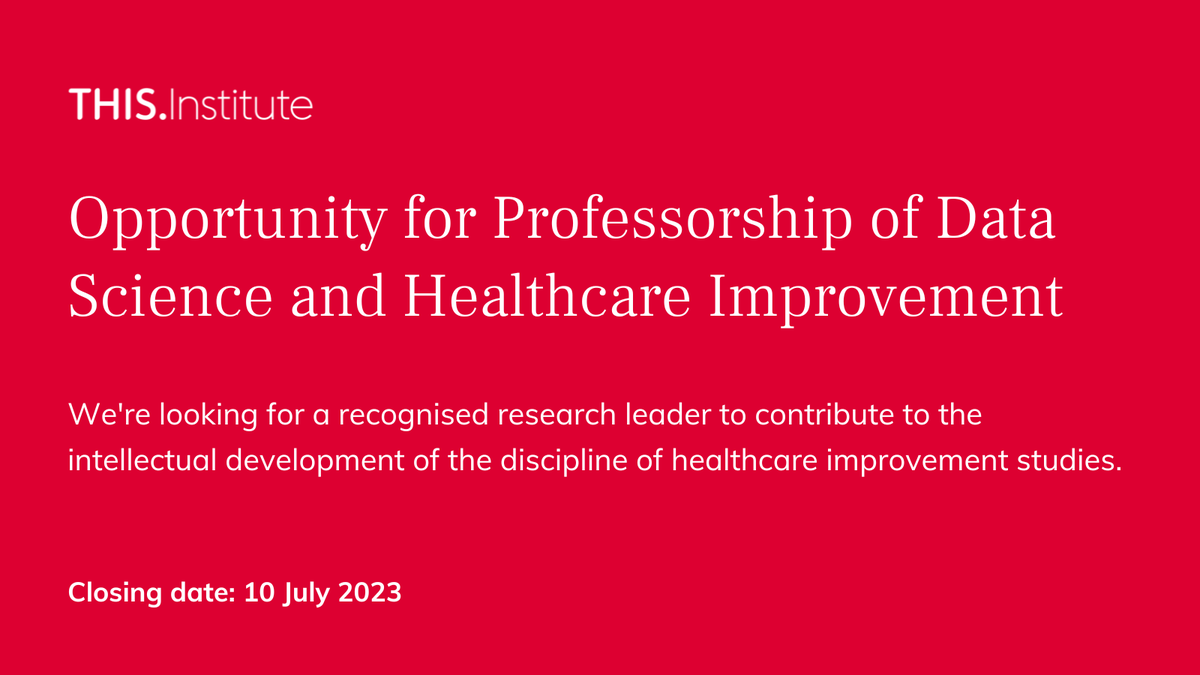 We are seeking a distinguished academic leader to apply for our Professorship of Data Science and Healthcare Improvement. You will contribute to and lead programmes of research with national and international importance, resulting in real-world impact. ths.im/3OEuO9l