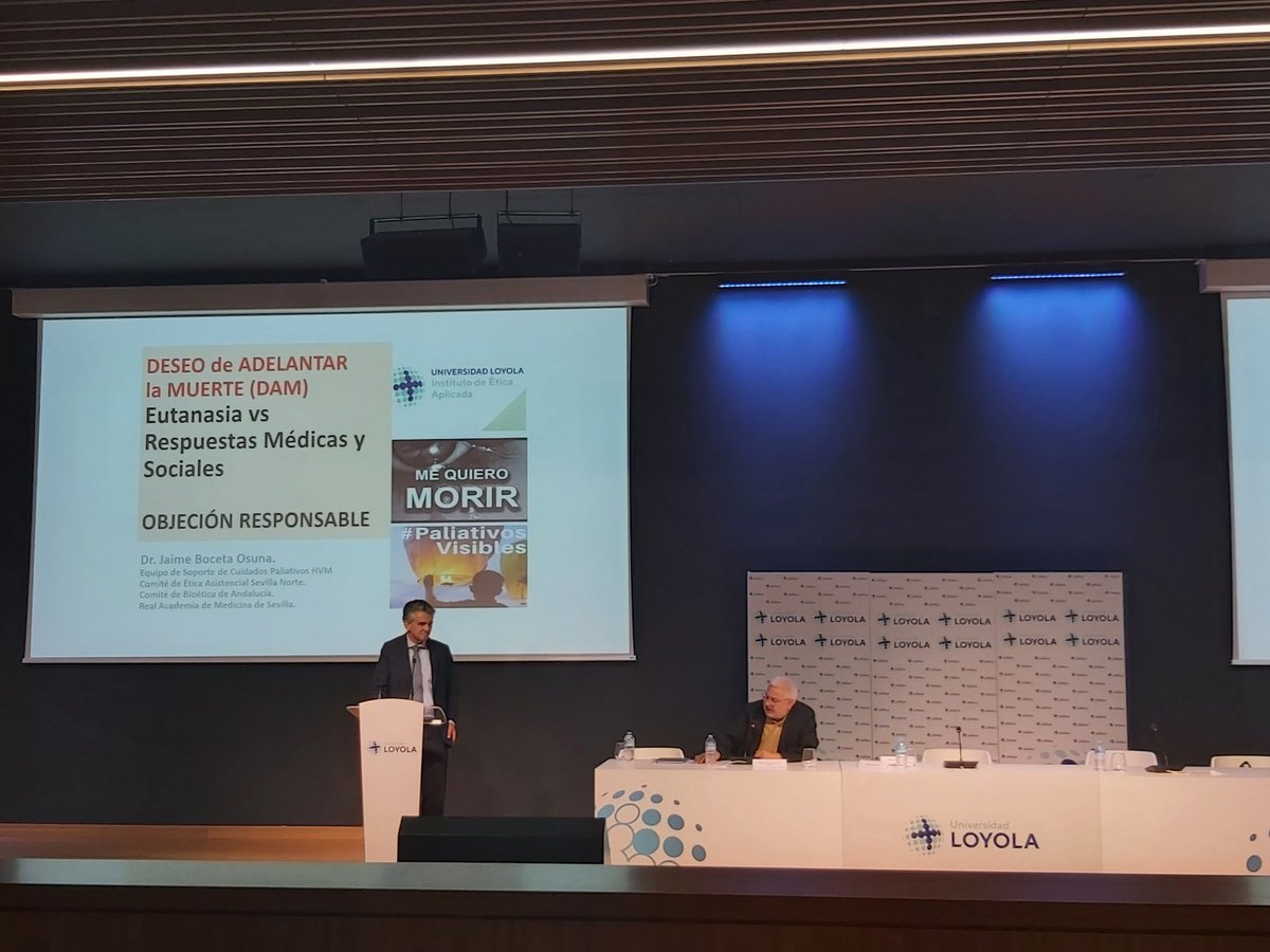 En bioética y cuidados paliativos, alineados con los objetivos de formacion en institución jesuita en la que estamos, son necesarios profesionales 4C: competentes, compasivos, comprometidos y conscientes 
Jaime Boceta
I Jornadas de bioética <a href="/LoyolaAnd/">Universidad Loyola</a>
<a href="/LoyolaMasteres/">Loyola Másteres</a>