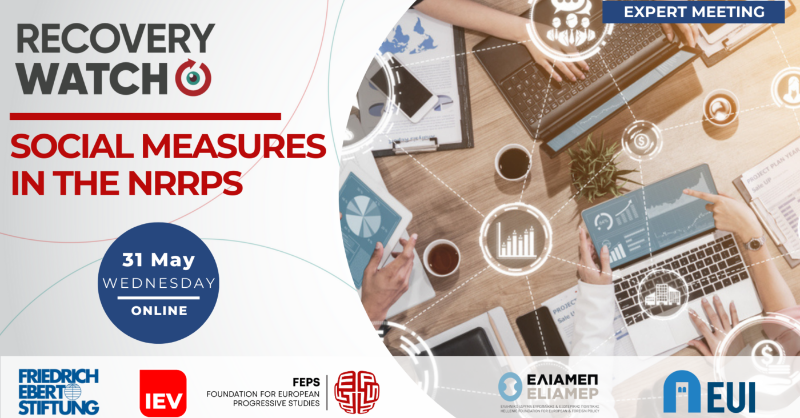 FEPS_Europe's tweet photo. Have national recovery strategies helped member states implement social policies & #ALMPs ? Does #NRRPs & #RRF include sufficient measures to ensure a just digital transition?
Join the conversation w/ @eui @eliamep @diktio experts! There are still some spots left
#RecoveryWatch