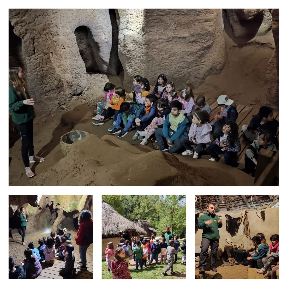 FontRosella's tweet photo. Els nens i nenes d'I5 hem anat a Les Coves del Toll (Moià). Hem après com vivien els nostres avantpassats, quines eines fabricaven, com feien foc,... Hem realitzat un taller de collarets amb un os i ens hem pintat la cara com els prehistòrics. @ampafontrosella @aliancesmagnet https://t.co/iwPF2gmE09