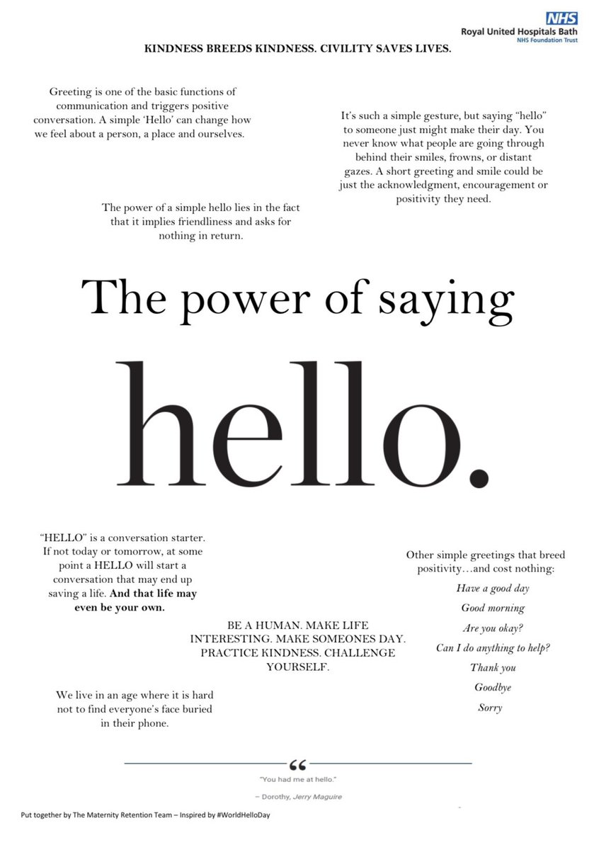 Created a poster this week to encourage kindness and civility in the workplace - reminding staff of how they can practice kindness is invaluable to a safe working culture 💙 #thepowerofsayingHELLO #kindnessandcivility #civilitysaveslives